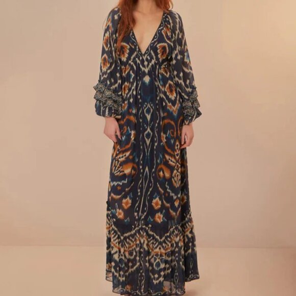 Farm Rio Pineapple Ikat-Inspired Maxi Dress - Picture 13 of 13